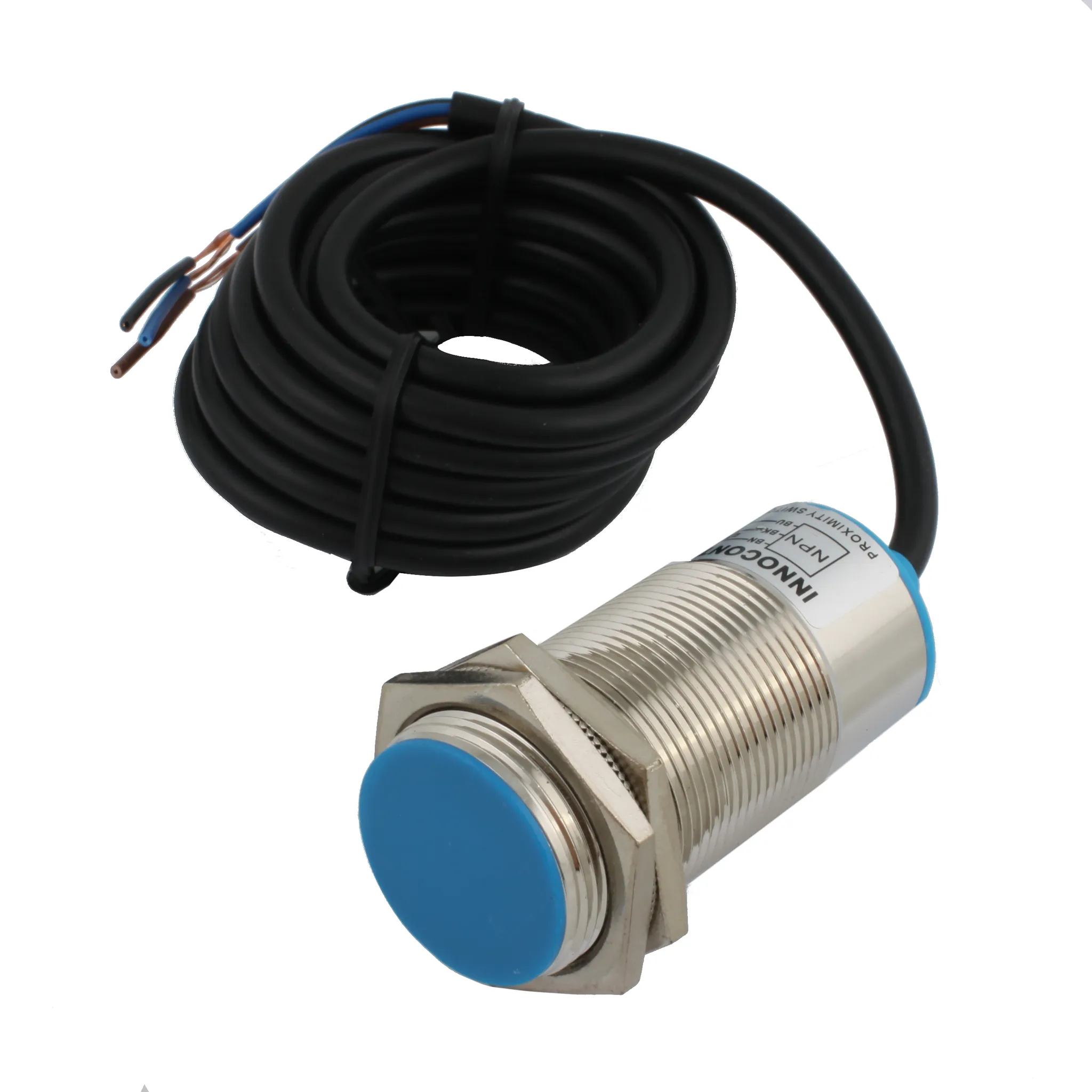 INNOCONT Индуктивный датчик, M30x1,5, L=78 мм, экранированный, зона срабатывания 10 мм, -25 +60 С, 12…24 VDC, IP67, выход: NPN NO, макс. ток 200 мА, разъем M12 SLI-30N10C