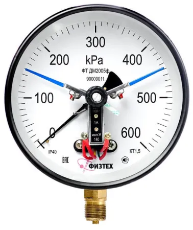 Вакуумметры, мановакуумметры, манометры электроконтактные ДВ2005ф, ДА2005ф, ДМ2005ф Тех.стекло (Диаметр: 160 мм)